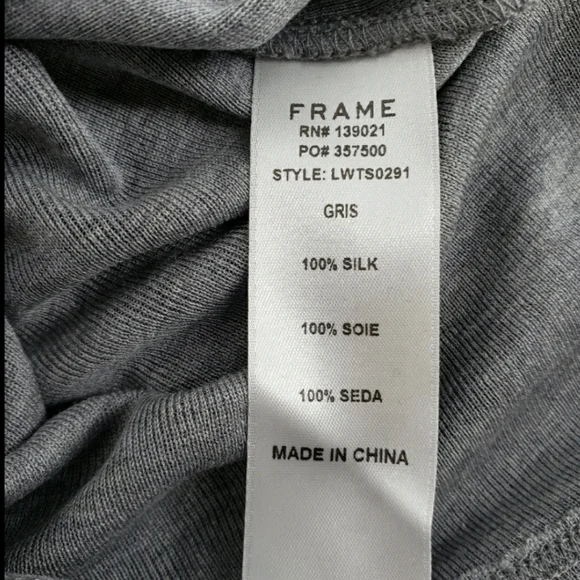 Frame 100% Silk Mock Neckline w/ Front Keyhole Long Sleeve Lightweight Sz L NWT - Picture 6 of 9